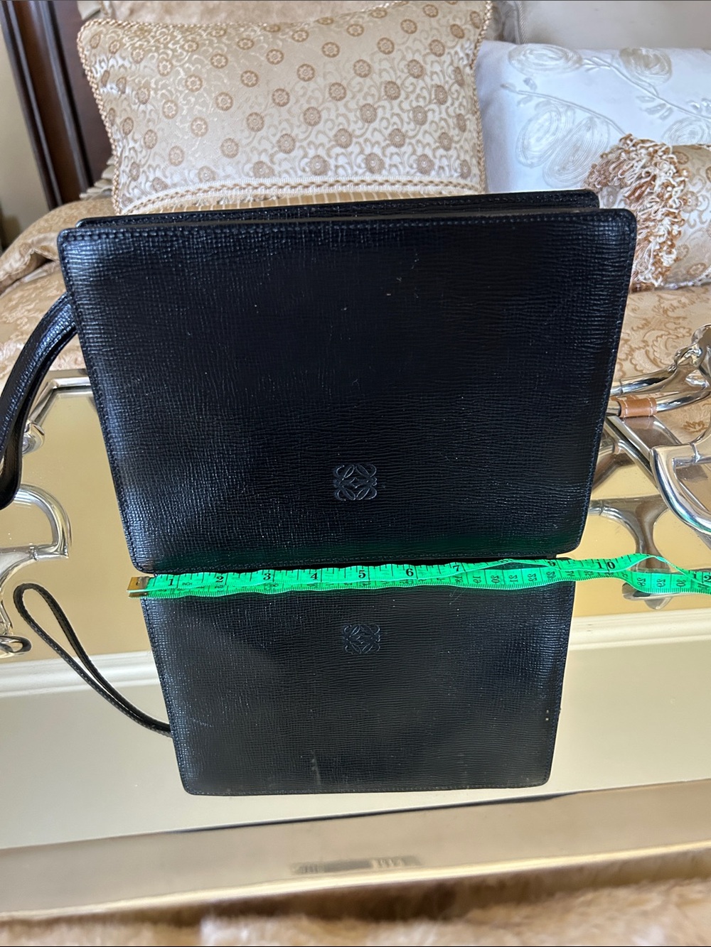 Loewe Black Textured Leather Clutch with handle EUC